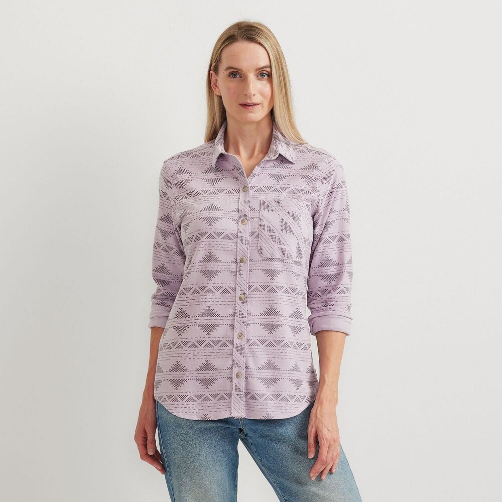 Eddie Bauer Women's Field Flex Flannel Shirt Light Violet Large Classic Fit NWT